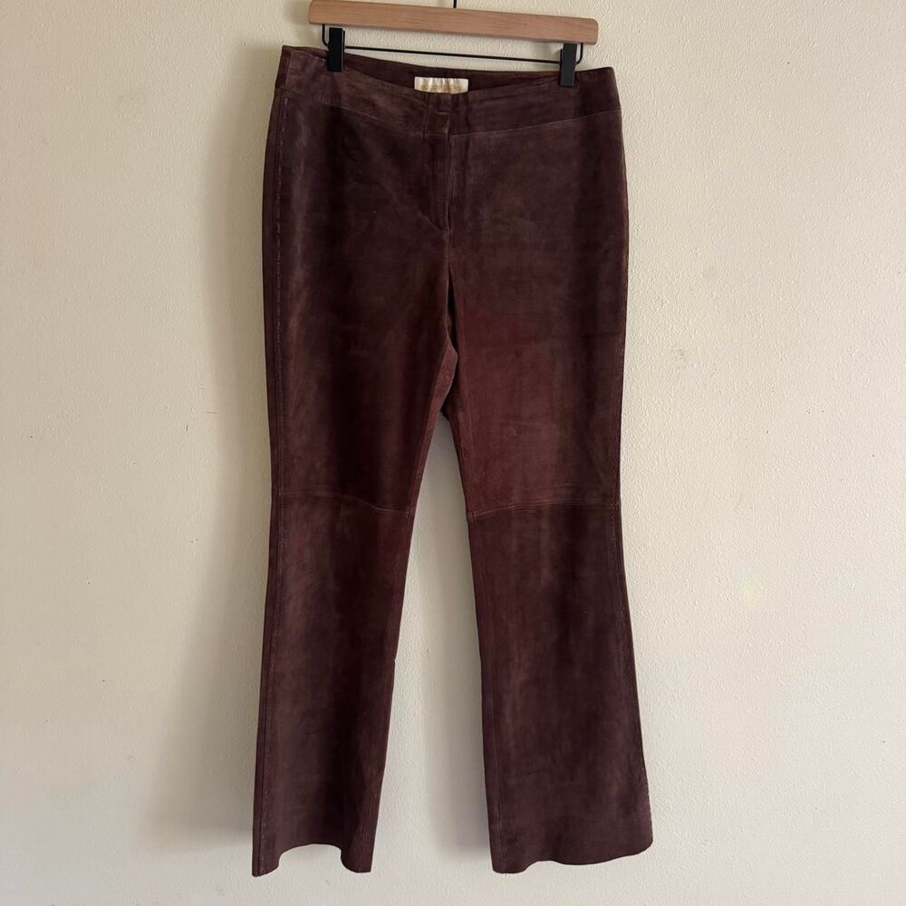 Margaret Godfrey Vintage Western Boho 70s Suede Chocolate Brown Bootcut Pants 12